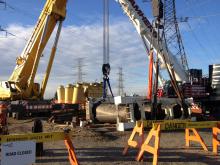 Vaughan Heavy Equipment Operating for removal of Transformer