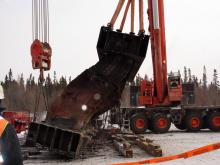 Smooth Rock Falls Heavy Equipment Operating for removal of Transformer